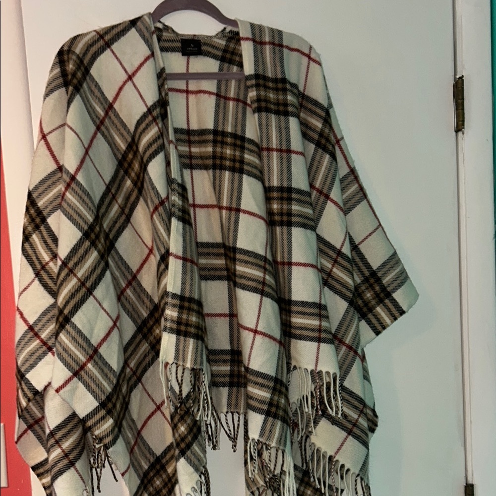 Plaid Fringe Shawl